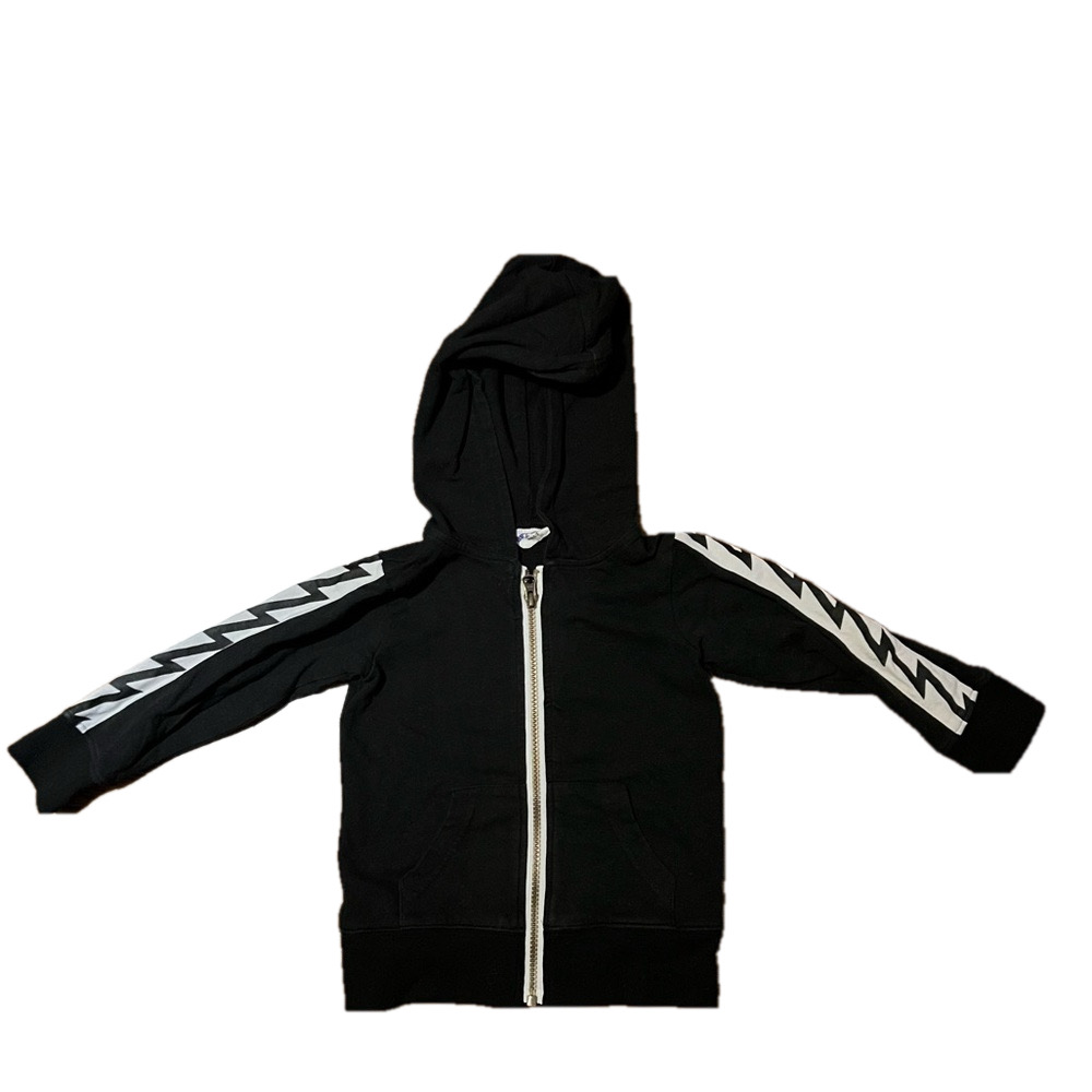 Bitz Kids black with lightning bolt stripe zip hoodie boys 2/3  like new
